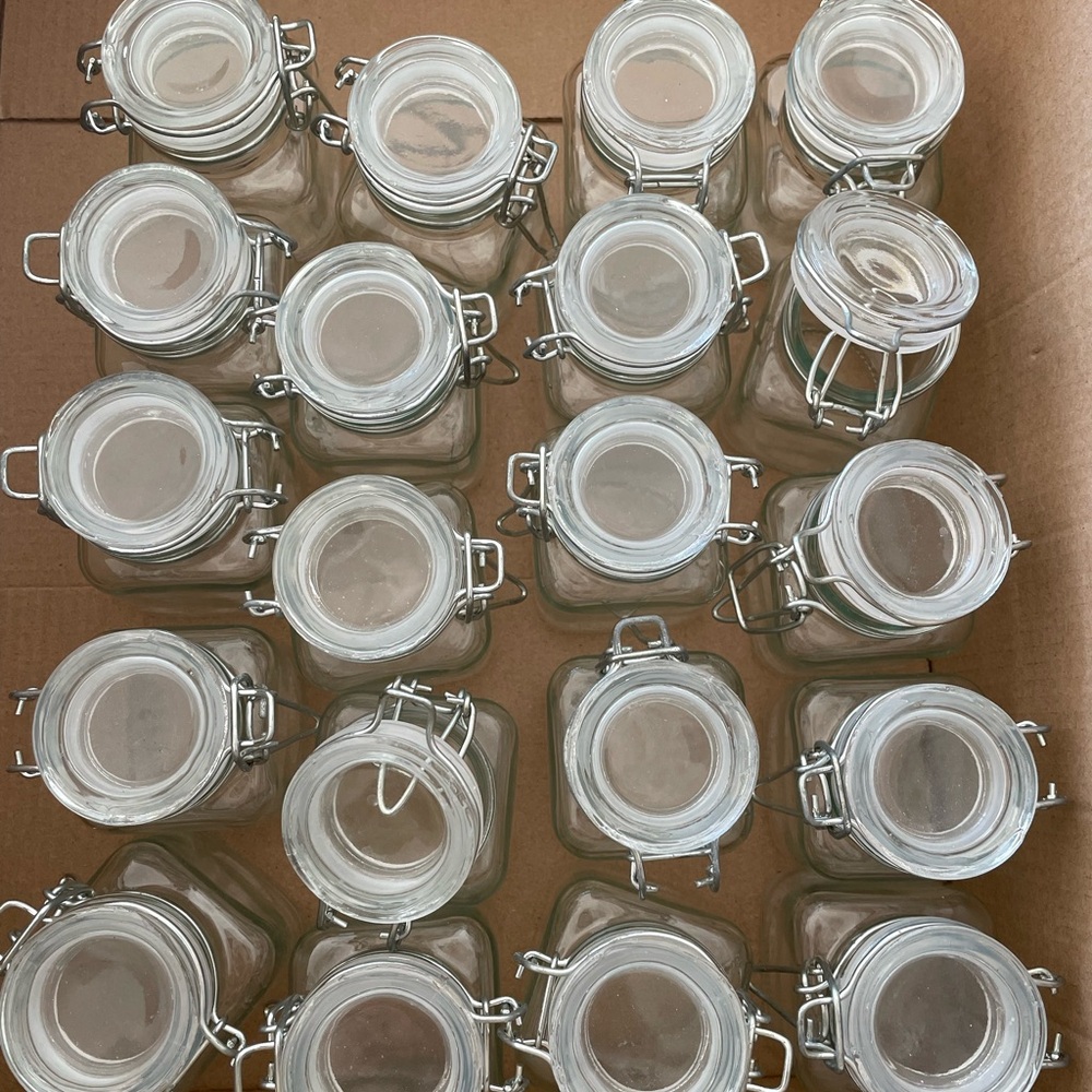 Set of Clear Glass Jars with Metal Clasps